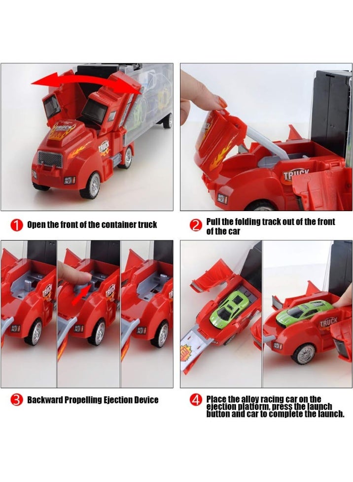 ST ZONE Truck Transport Car Carrier Toy for Kids 6+ – Hauler Truck with 6 Toy Cars & Accessories – Vehicle Playset Gift for Boys & Girls - Image 5