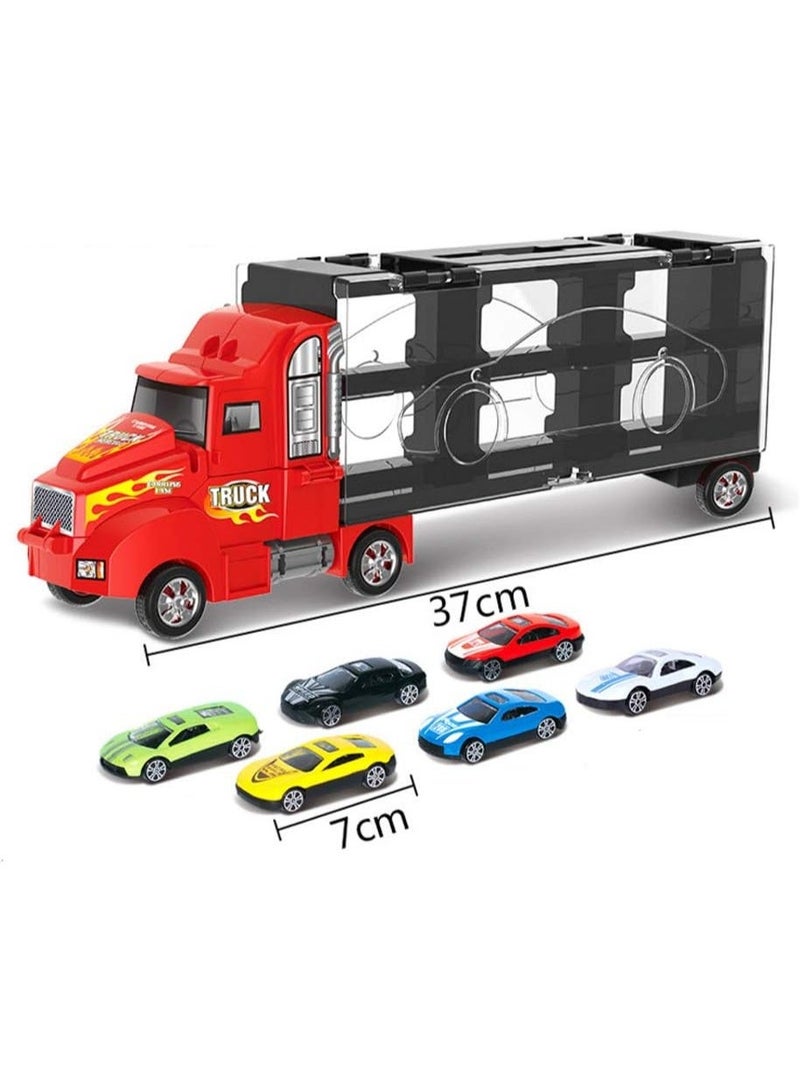 ST ZONE Truck Transport Car Carrier Toy for Kids 6+ – Hauler Truck with 6 Toy Cars & Accessories – Vehicle Playset Gift for Boys & Girls - Image 2