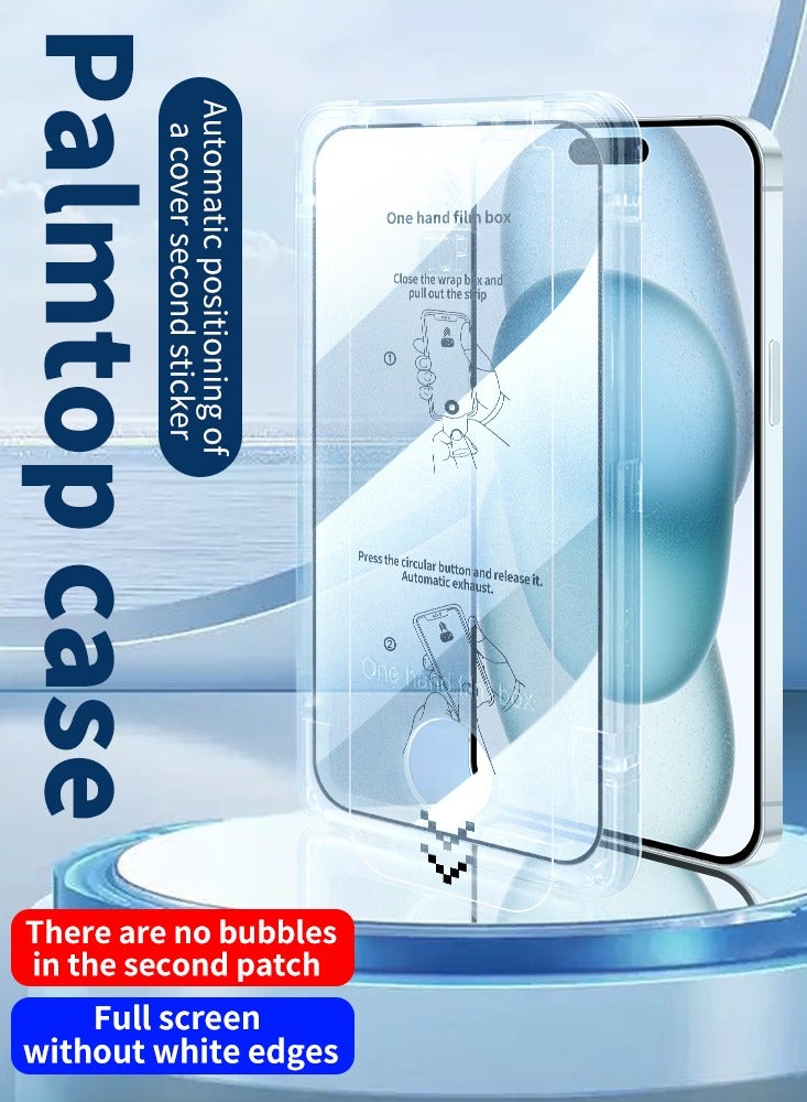 HD Screen Protector For iPhone 15 with Dust Remover & One-Hand Easy Film Box  - Image 1