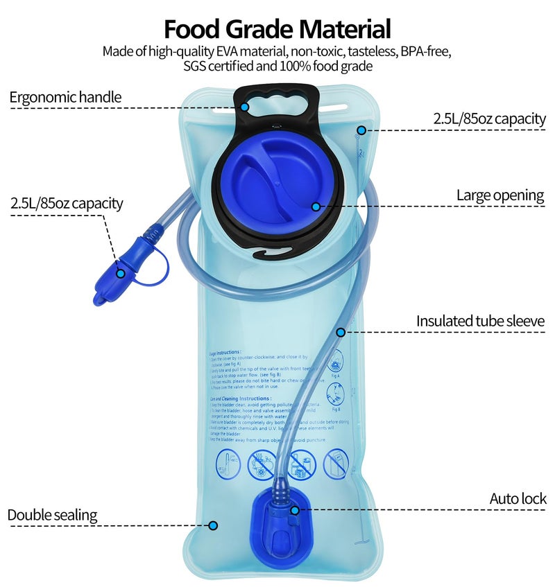Mdvora 2.5L Hydration Bladder, Large Opening Water Storage Bladder Bag, for Cycling Hiking Camping(2.5L,1 Pack) - Image 4