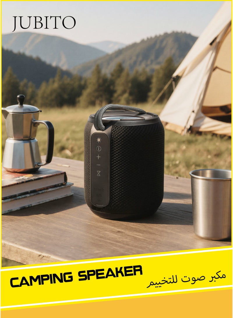 JUBITO Bluetooth speaker, black portable speaker, waterproof, dustproof and drop-proof, heavy bass and high volume, suitable for outdoor and home environments, TF card slot small speaker - Image 1
