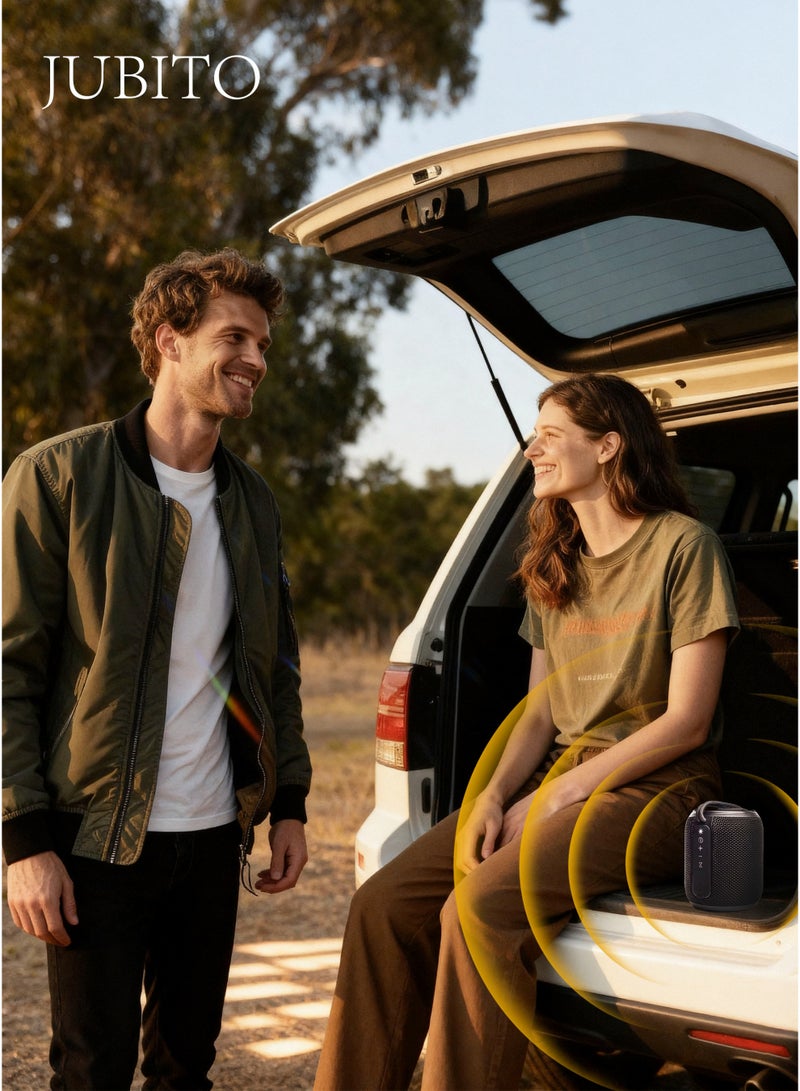 JUBITO Bluetooth speaker, black portable speaker, waterproof, dustproof and drop-proof, heavy bass and high volume, suitable for outdoor and home environments, TF card slot small speaker - Image 5