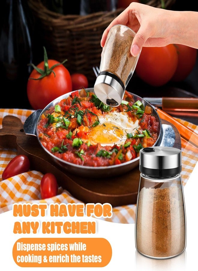 Zhehao 6 Pcs Salt Pepper Shakers Set with Adjustable Pour Holes Stainless Steel Spice Dispenser 6oz Clear Glass Seasoning Containers for Kitchen Restaurant Home BBQ Camping Farmhouse Accessories - Image 5