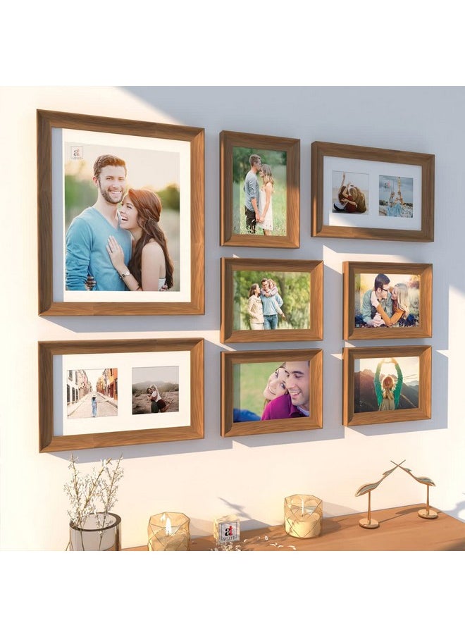 Art Street Art Street Set of 8 Wall Photoframes for Home Décor 3D-Timeline Rectangular Photo Frames for Wall and Living Room Decoration (10x12, 6x10, 5x7 Inchs, Natural Brown)  - Image 4