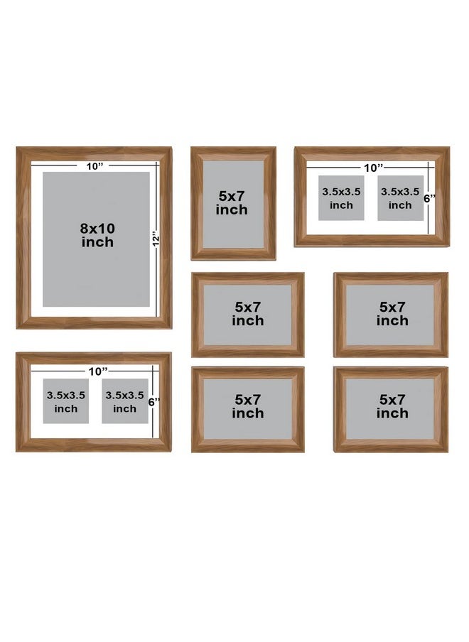 Art Street Art Street Set of 8 Wall Photoframes for Home Décor 3D-Timeline Rectangular Photo Frames for Wall and Living Room Decoration (10x12, 6x10, 5x7 Inchs, Natural Brown)  - Image 3
