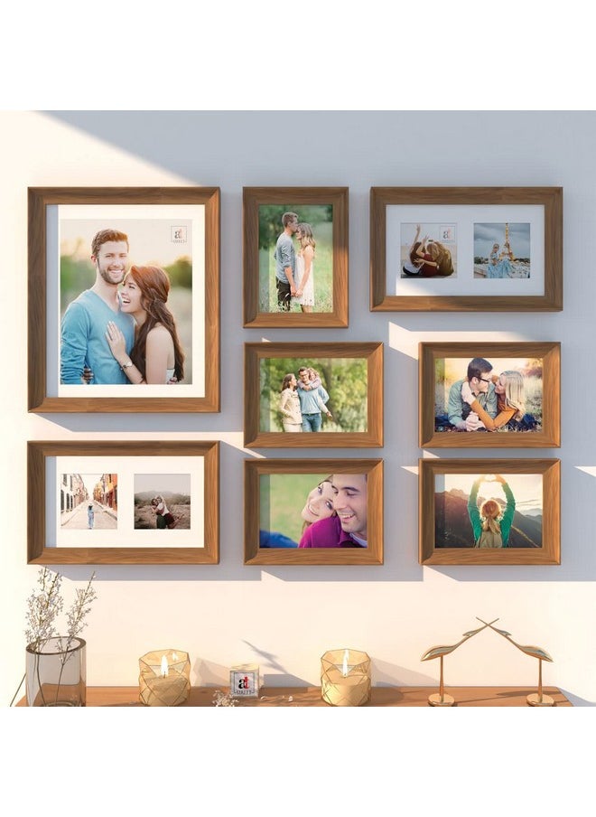 Art Street Art Street Set of 8 Wall Photoframes for Home Décor 3D-Timeline Rectangular Photo Frames for Wall and Living Room Decoration (10x12, 6x10, 5x7 Inchs, Natural Brown)  - Image 1