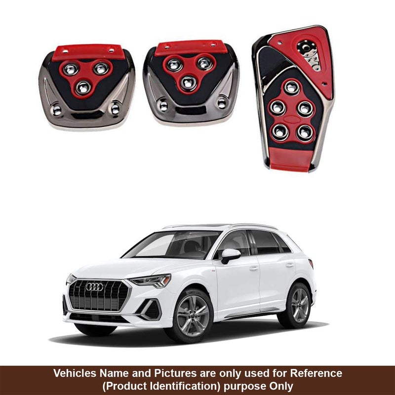 Oshotto 3 Pcs Non-Slip Manual CS-375 Car Pedals kit Pad Covers Set Compatible with Audi Q3 (Red) - Image 1