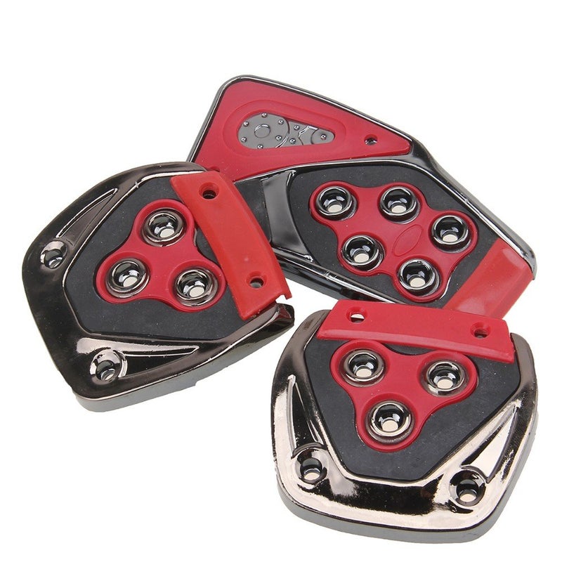 Oshotto 3 Pcs Non-Slip Manual CS-375 Car Pedals kit Pad Covers Set Compatible with Audi Q3 (Red) - Image 4