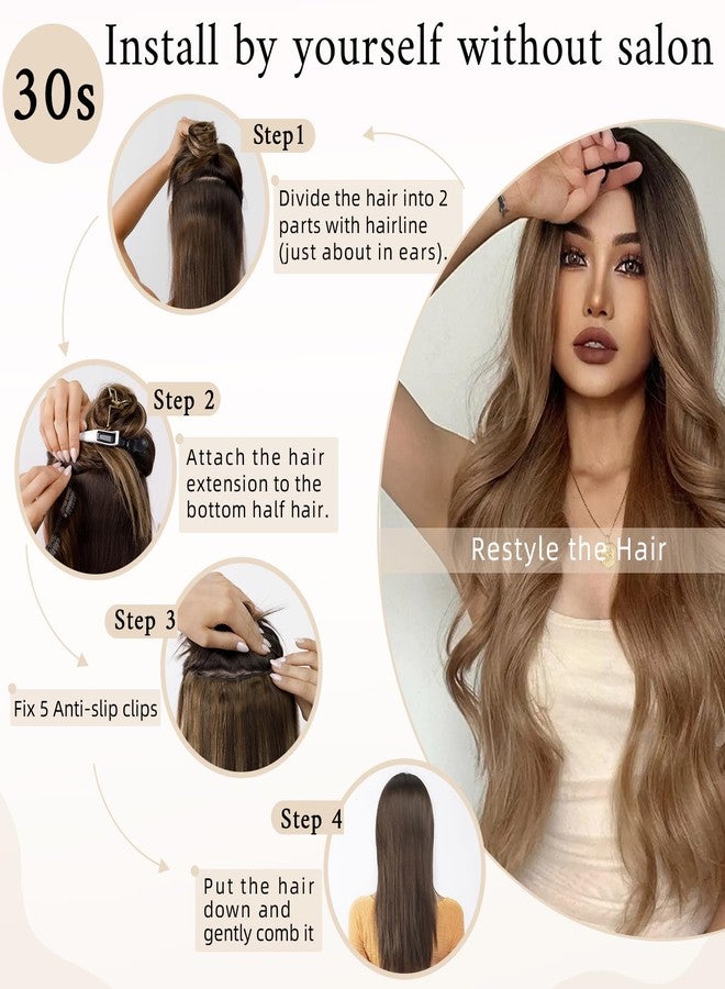 SEGO One Piece Clip in Extensions, 5 Clips Real Human Hair Extensions, Long Straight, 8 inches, #01 Jeck Black - Image 4