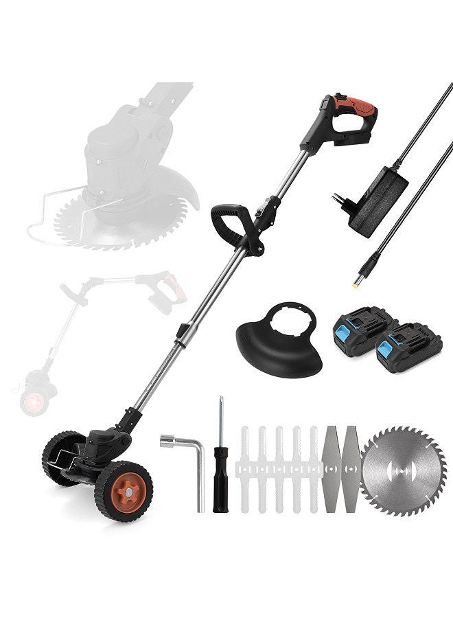 Generic Household Electric Lawn Mower Portable Cordless Grass Trimmer Home Garden Pruning Machine 90° Folding 90° Adjustable Angle Trimming Device with Auxiliary Handle  - Image 5