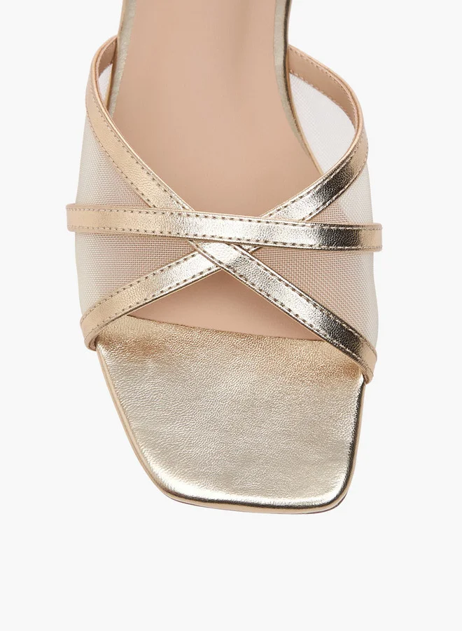 Flora Bella By Shoexpress Mesh Detail Slip-On Cross Strap Sandals