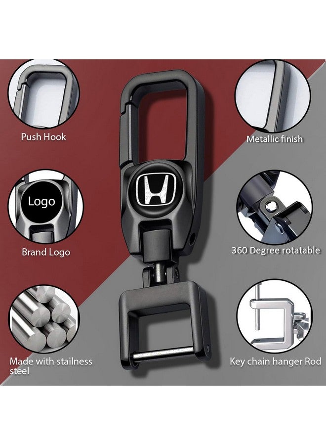 Contacts Heavy Duty Stainless Steel Key Chain Compatible For New City Elevate Amaze Honda, Black - Image 2