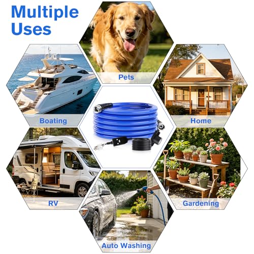 GEARBONE 25FT All-Weather Fresh Water Hose for RV, 5/8" Drinking Water Safe & -45°F, 2 in 1 Heated Anti-Freeze Technology, Smart Auto-Thermostat Garden Water Hose for Camper, Marine & Home Use - Image 5