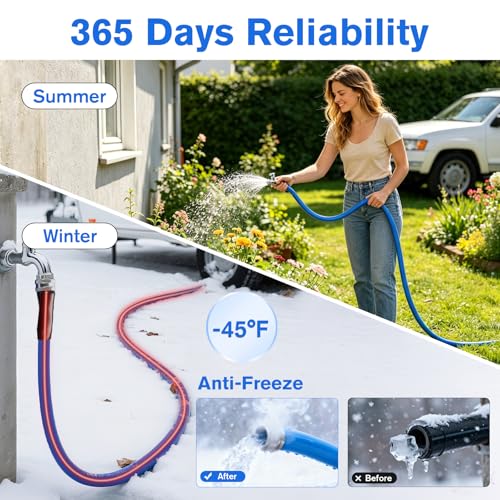 GEARBONE 25FT All-Weather Fresh Water Hose for RV, 5/8" Drinking Water Safe & -45°F, 2 in 1 Heated Anti-Freeze Technology, Smart Auto-Thermostat Garden Water Hose for Camper, Marine & Home Use - Image 2