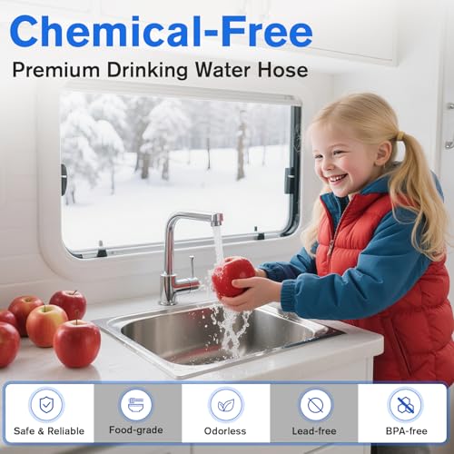 GEARBONE 25FT All-Weather Fresh Water Hose for RV, 5/8" Drinking Water Safe & -45°F, 2 in 1 Heated Anti-Freeze Technology, Smart Auto-Thermostat Garden Water Hose for Camper, Marine & Home Use - Image 4