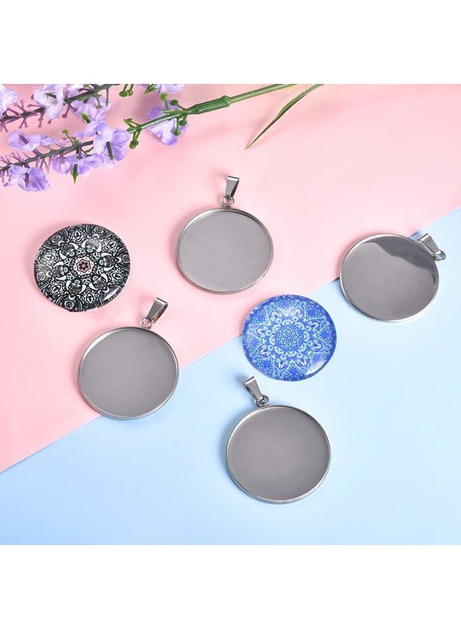 DROLE 60Pcs 20mm Stainless Steel Pendant Trays Kit-30Pcs Jewelry Blanks with Pinch Clip Clasp and 30Pcs Glass Cabochons for Jewelry Making DIY Crafts - Image 5