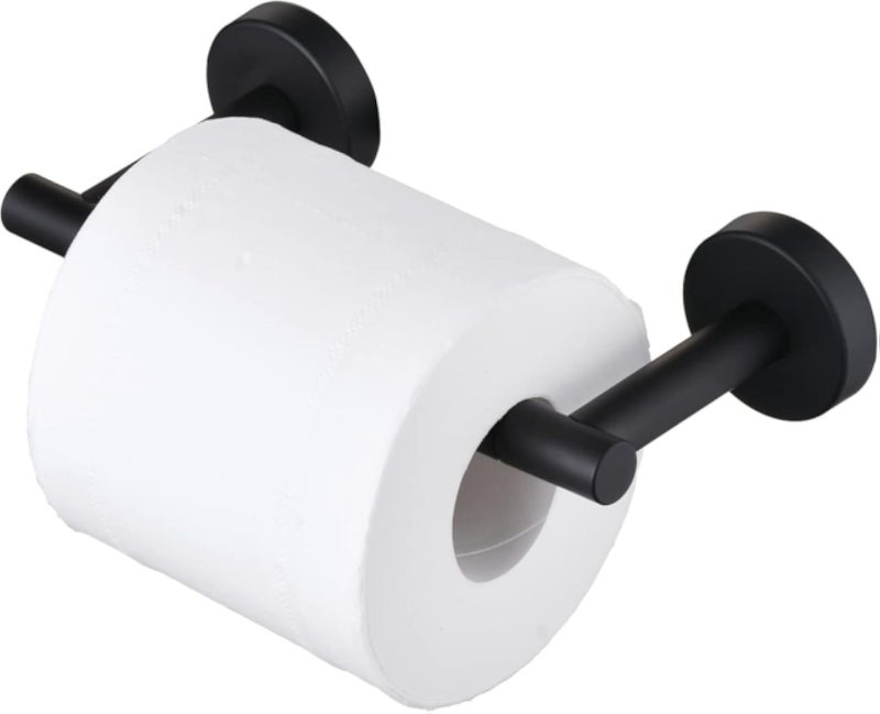 SHUNLI Black Toilet Roll Holder, Toilet Paper Holder for Bathroom Kitchen, Wall Mounted Toilet Paper Roll Holder, Stainless Steel
