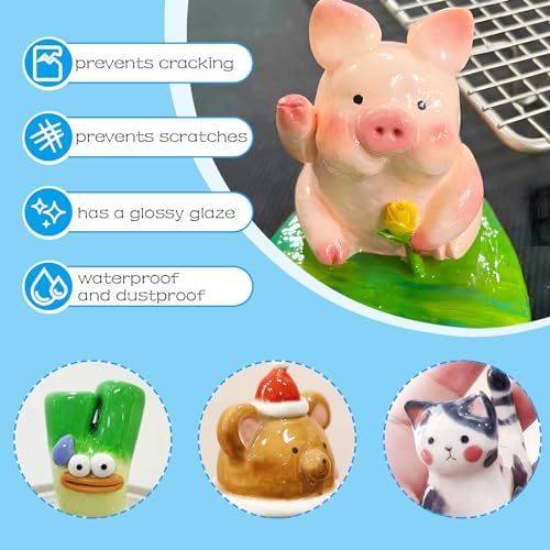 EIGTWEN 50ml Air Dry Clay Varnish，Air Dry Clay Sealant for Airdry Clay，Air Dry Clay Glaze Can Not Only Used to Prevent Clay Cracking, Scratches, and Wear,It Can Also Having a Glossy Glaze Effect (Gloss) - Image 3