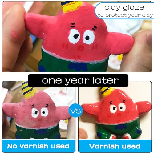 EIGTWEN 50ml Air Dry Clay Varnish，Air Dry Clay Sealant for Airdry Clay，Air Dry Clay Glaze Can Not Only Used to Prevent Clay Cracking, Scratches, and Wear,It Can Also Having a Glossy Glaze Effect (Gloss) - Image 4
