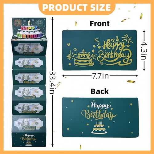 JINSTABAG Birthday Money Envelope for Cash Gifts, Birthday Card Money Holder with 3D Cake and DIY Sticker 16th 18th 21th Any Age, Money Gift Ideas for Men Women Girl Boy. (Green) - Image 5