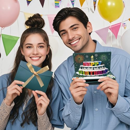 JINSTABAG Birthday Money Envelope for Cash Gifts, Birthday Card Money Holder with 3D Cake and DIY Sticker 16th 18th 21th Any Age, Money Gift Ideas for Men Women Girl Boy. (Green) - Image 4