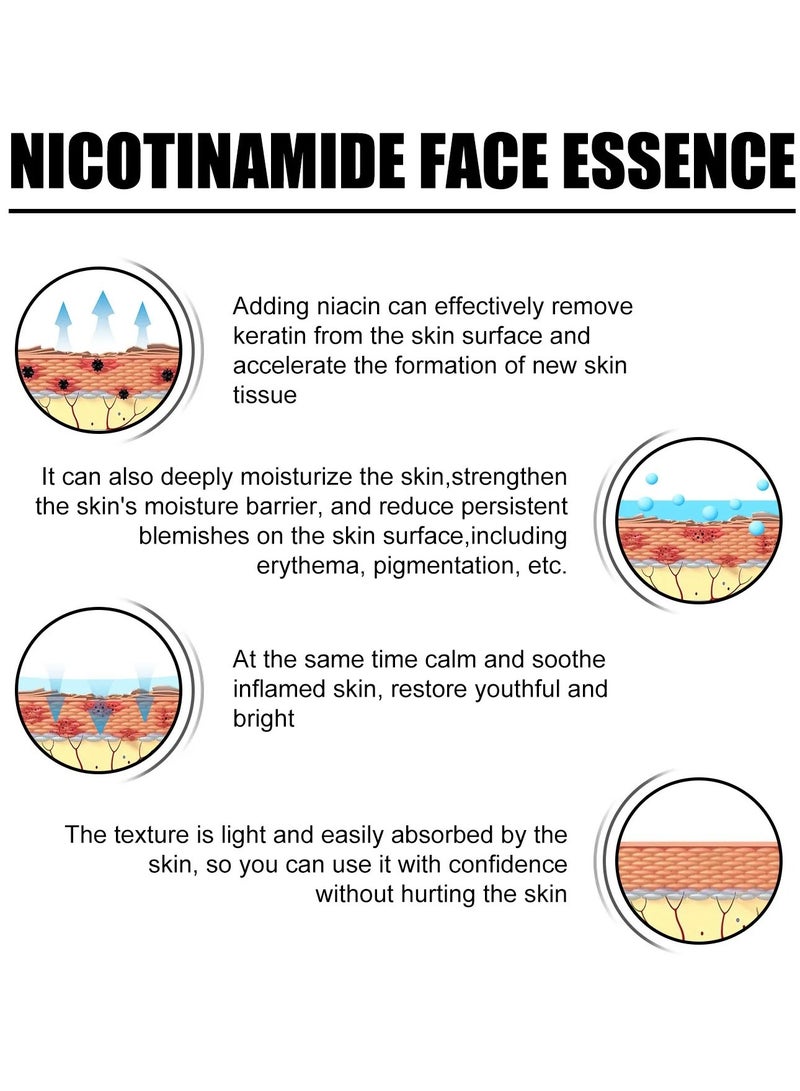 EELHOE Niacinamide Facial Essence, 50ml Whitening Pimple Treatment Hyaluronic Acid Serum, Anti Wrinkle And Anti Aging Face Serum For Pimple, Acne And Pore Shrinking - Image 2