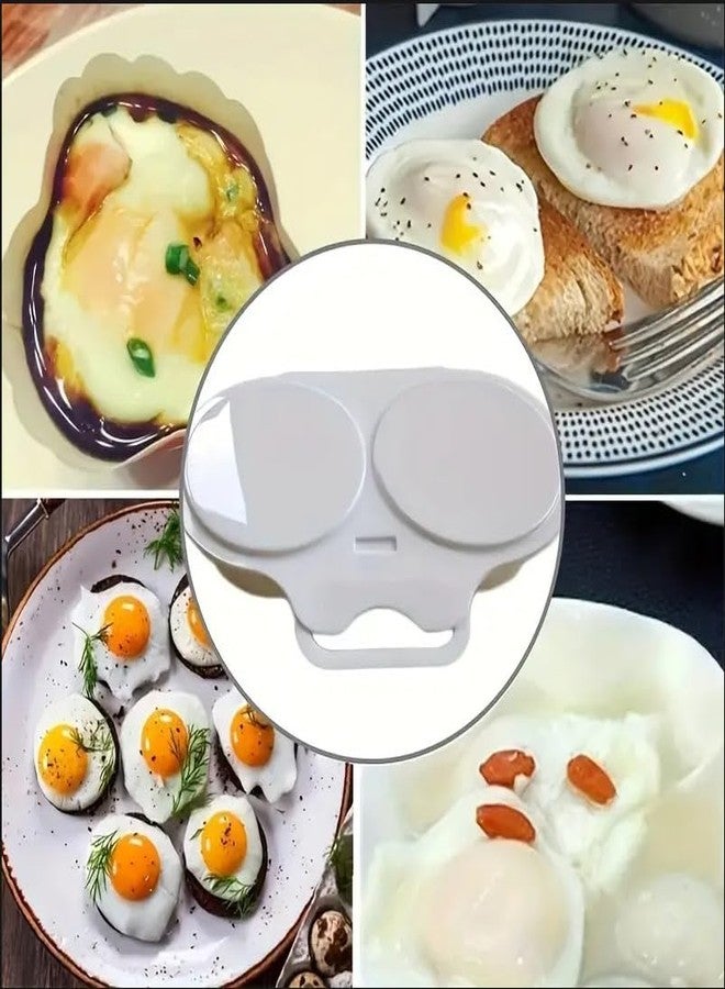 Rosojodg White Egg Poacher, Plastic Egg Boiler Poacher, 2 Cavity Nonstick Poached Egg Maker With Lid, Egg Poacher Microwave Egg Cooker, Drain Poached Egg Cups Cookware,Kitchen Dining Specialty Cookware - Image 5