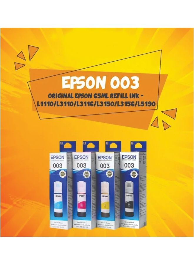 إبسون حزمة T003 65 مل للطابعات L1110 / L3100 / L3101 /L3110 / L3150 / L5190 - Image 3