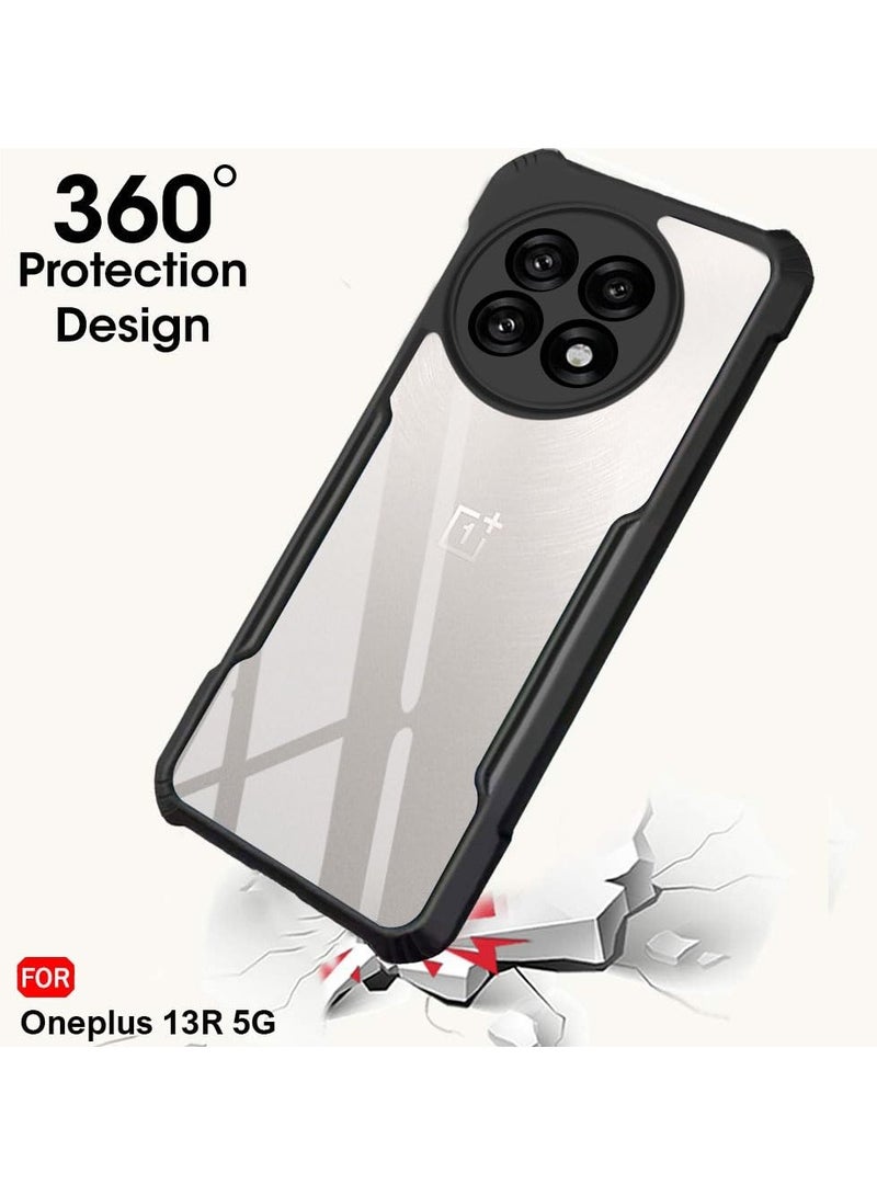 Case for OnePlus 13R Clear Hard PC Back Cover Case with Shockproof Premium TPU Black Border 360 Degree Impact Resistant Camera lens Protection Transparent Cover For OnePlus 13R - Image 4