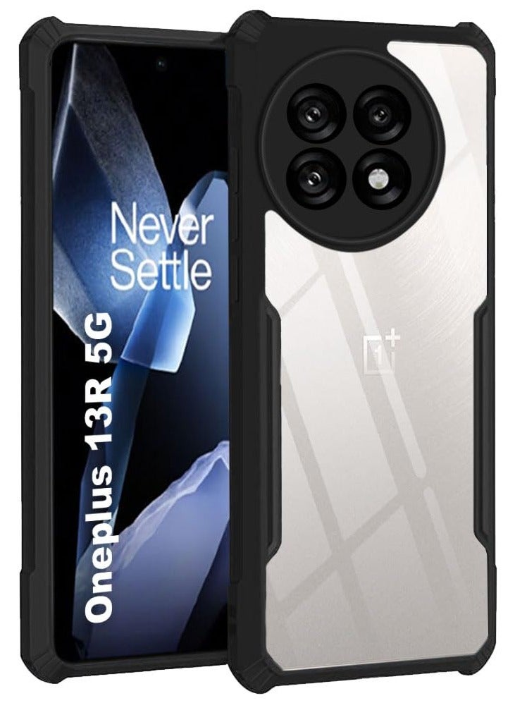 Case for OnePlus 13R Clear Hard PC Back Cover Case with Shockproof Premium TPU Black Border 360 Degree Impact Resistant Camera lens Protection Transparent Cover For OnePlus 13R - Image 1
