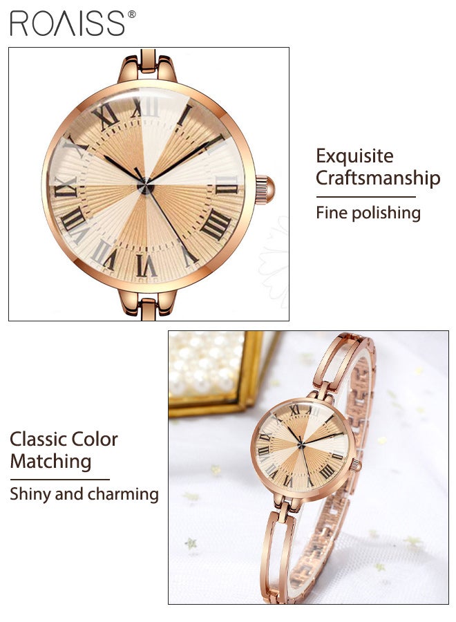 roaiss Women's Alloy Skeleton Strap Quartz Watch Analog Display Round Dial with Roman Numerals, Fashionable Waterproof Luxury Wristwatch as Gift for Ladies - Image 4