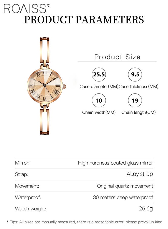 roaiss Women's Alloy Skeleton Strap Quartz Watch Analog Display Round Dial with Roman Numerals, Fashionable Waterproof Luxury Wristwatch as Gift for Ladies - Image 3