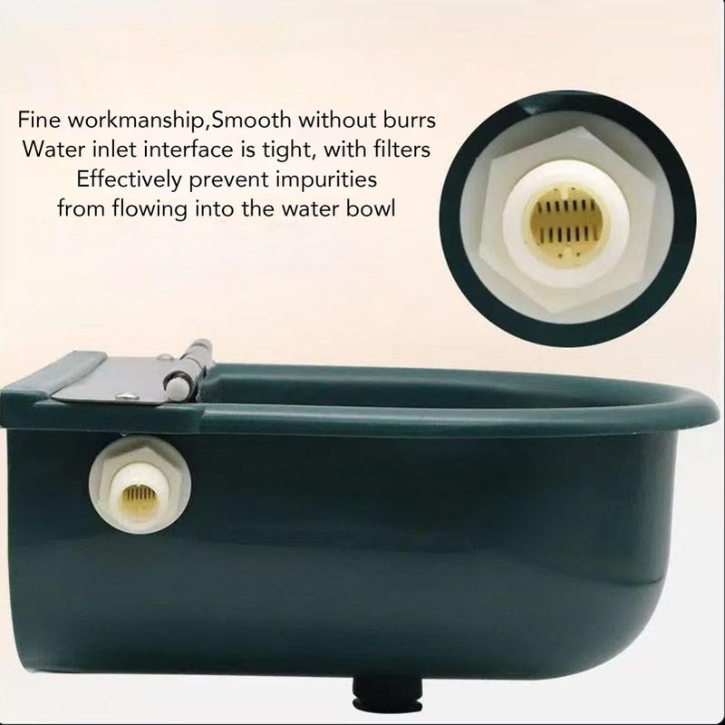 Automatic Animal Water Feeder with Float Ball for Cattle Sheep Horses Green Plastic Removable Lid - Image 3