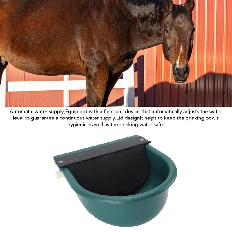Automatic Animal Water Feeder with Float Ball for Cattle Sheep Horses Green Plastic Removable Lid - Image 4