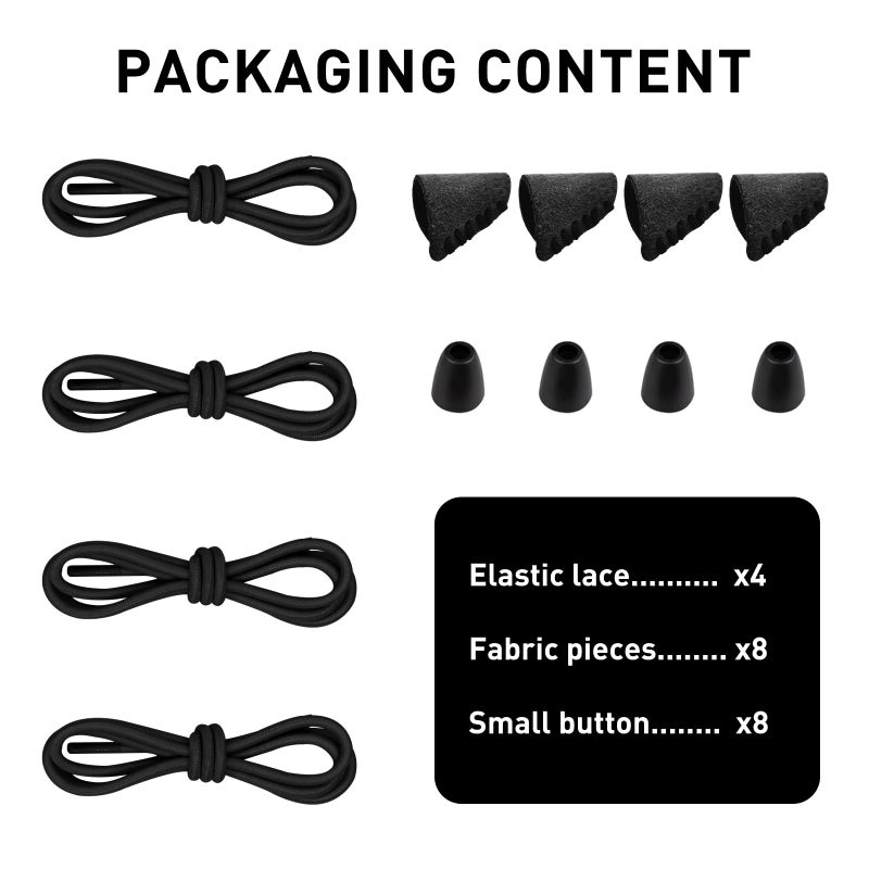 UamGlsob 2Pairs Elastic Shoelaces for Hey Dude Shoes, No Tie Bungee Stretchy Shoe Laces,Shoe Strings Replacement Stretch Laces (Black, 14"/35cm) - Image 3