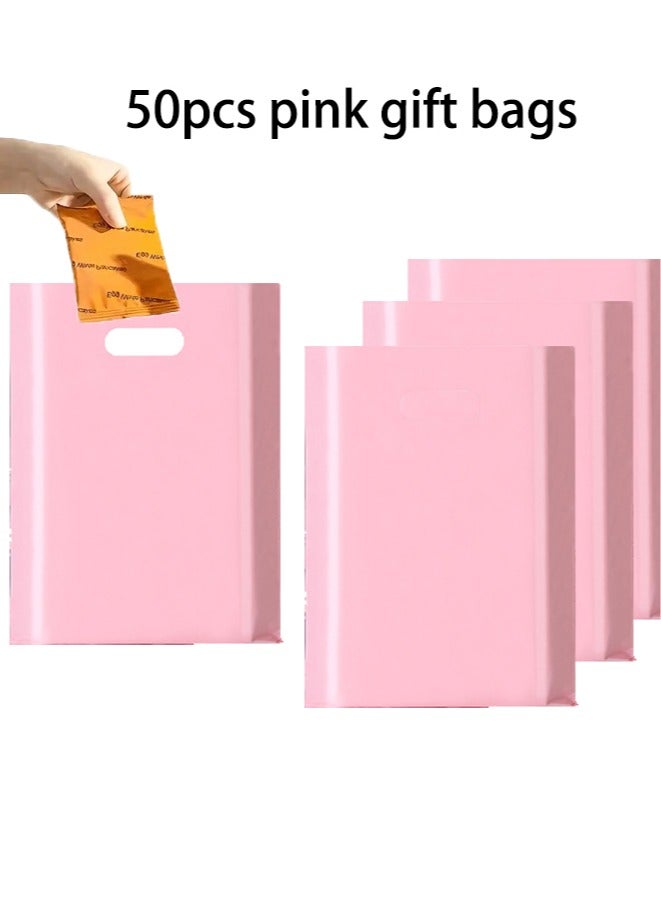 Zeemey 50 Pink Solid Tote Bags - 20x26cm High-Quality Eco-Friendly Paper Tote Bags, Suitable for Gift Wrapping, Parties, Shopping, Weddings, and Everyday Use - Image 1