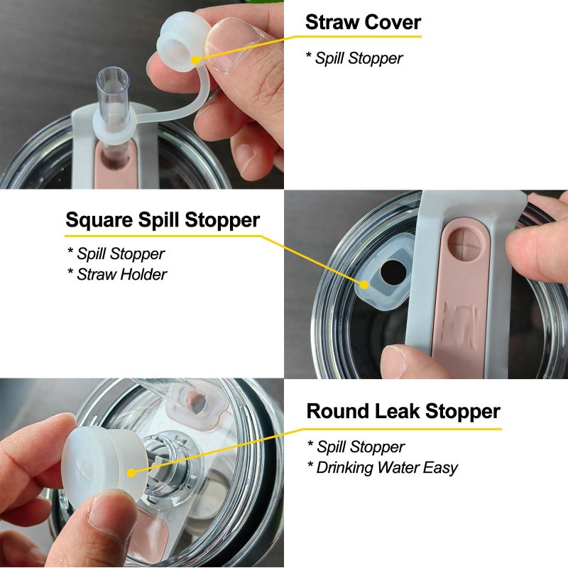 HOMDSG Spill Stopper Set for Stanley Cup 2.0 40oz 30oz, Accessories Including Straw Cover Cap, Fix Leak Stopper and Lid Spill Plug, Clear - Image 5