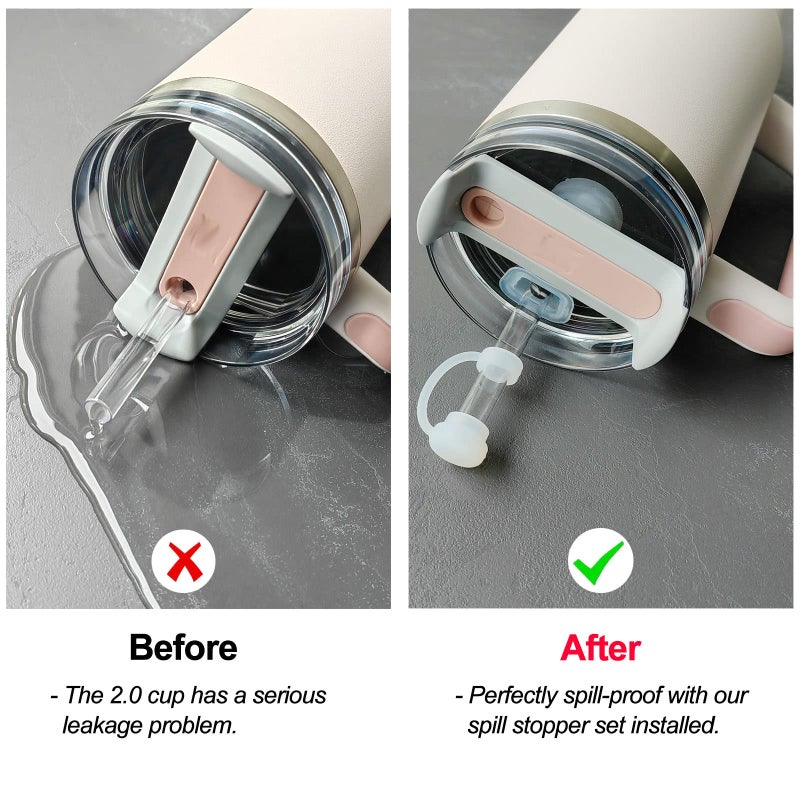 HOMDSG Spill Stopper Set for Stanley Cup 2.0 40oz 30oz, Accessories Including Straw Cover Cap, Fix Leak Stopper and Lid Spill Plug, Clear - Image 3