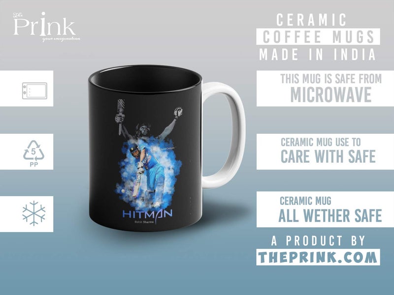Prink Rohit Sharma Coffee Mug with Print Cricket Coffee Mug Hitman Rohit Sharma Printed Coffee Mugs Cricketers Mugs Gift for Friends Kids 330ml Microwave Dishwasher Safe - Image 5