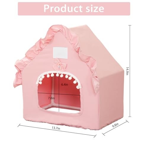 DINTSTYLE Bunny Tent Guinea Pig House, Machine Washable Guinea Pig Hide Tent Houses & Habitats, Small Animal Bed Hideout Sleeping Bed for Chinchilla Hamster Rat with Cushion（Pink） - Image 2