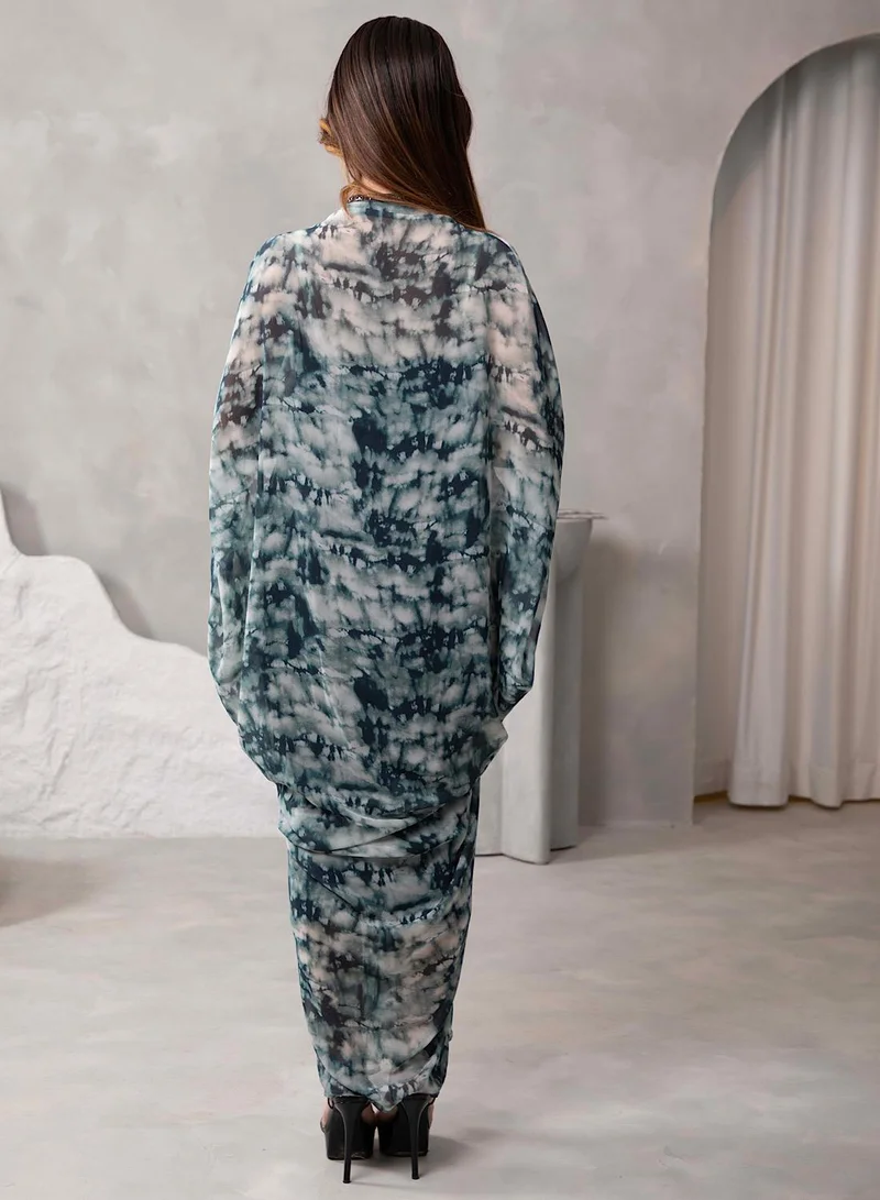 إكستاسي Printed Drape Kaftan