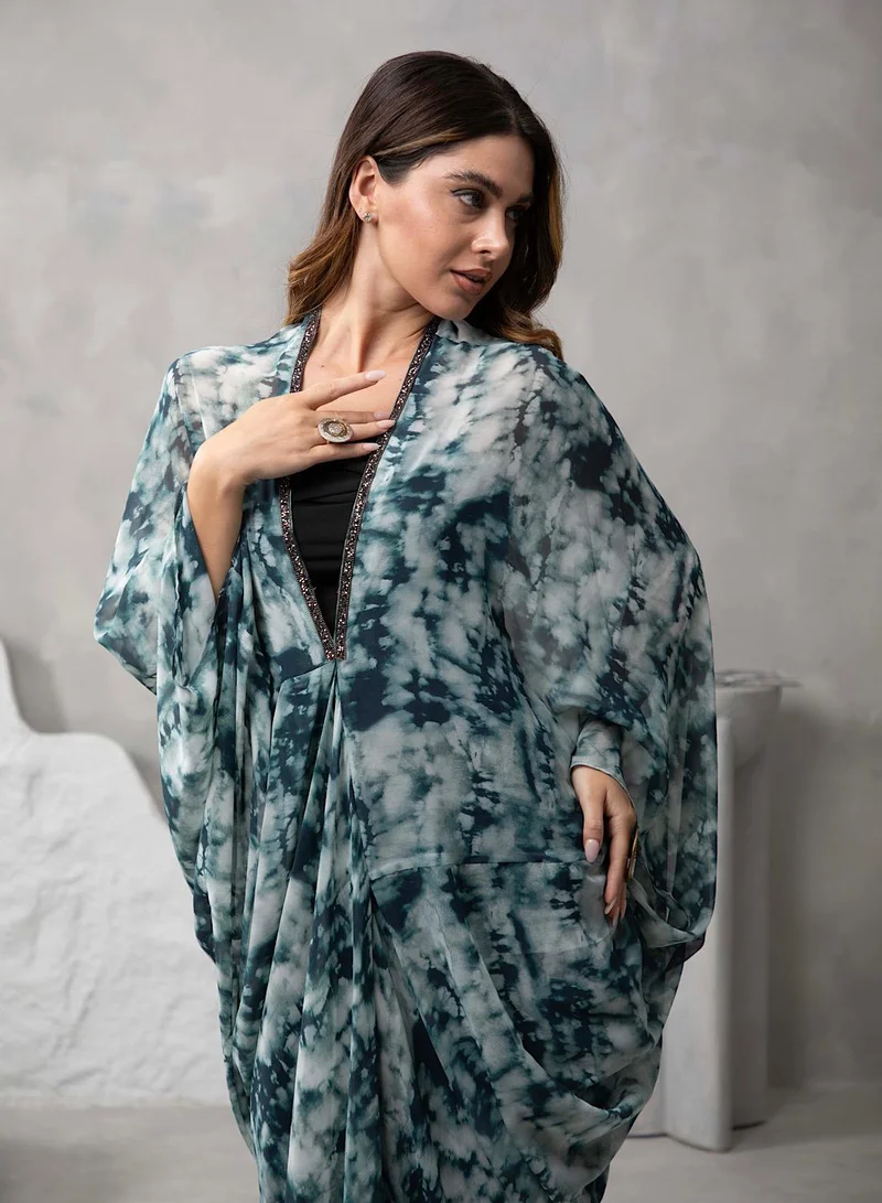 إكستاسي Printed Drape Kaftan