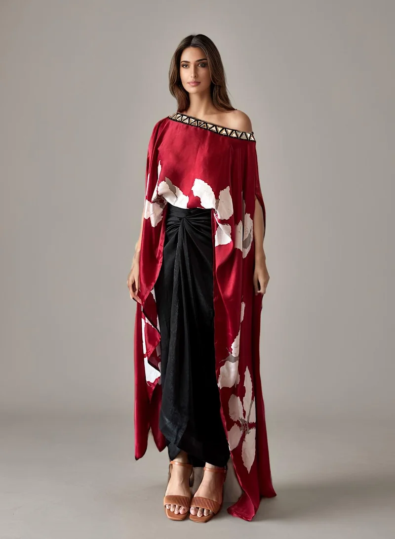 إكستاسي Printed Drape Kaftan