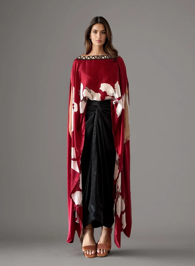 إكستاسي Printed Drape Kaftan