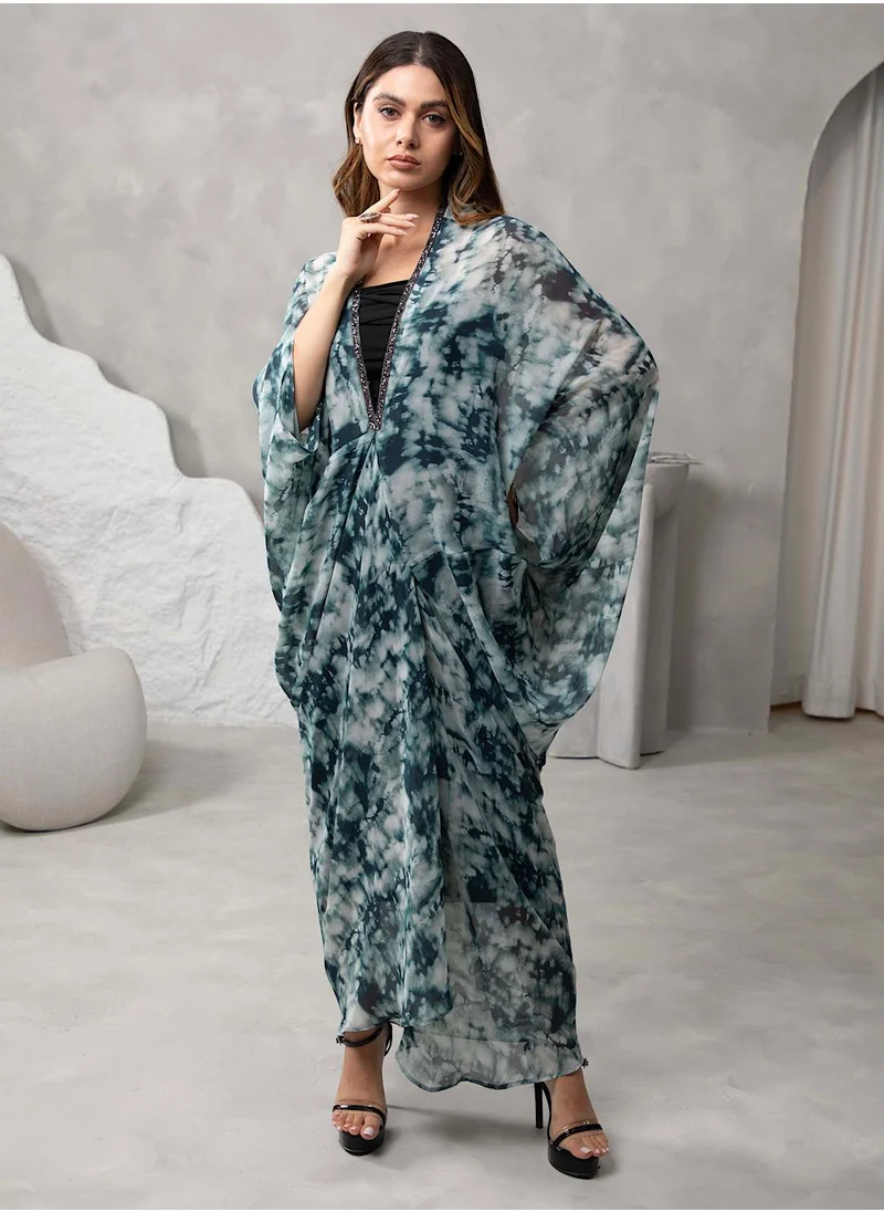 إكستاسي Printed Drape Kaftan