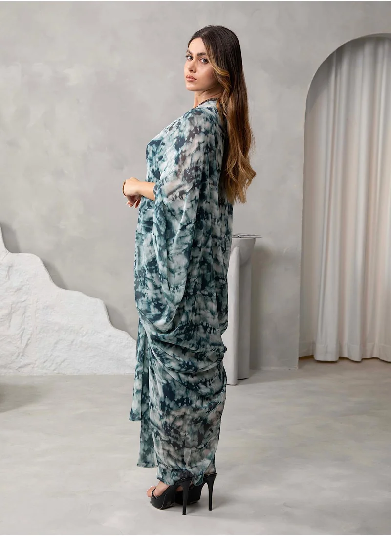 ECSTACY Printed Drape Kaftan