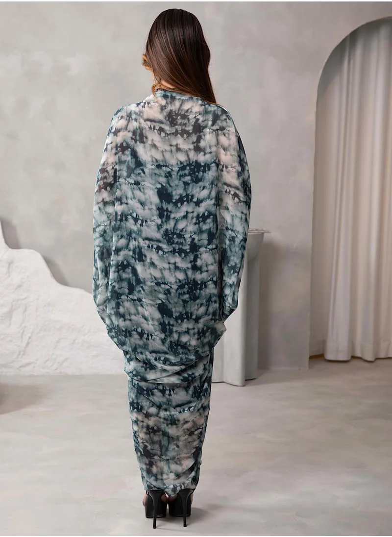 ECSTACY Printed Drape Kaftan