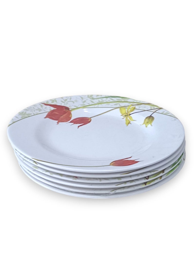 SAQOWARE Set of 6 Pcs High Grade Melamine Side Salad Plates with Tulip Design - 6.5 Inch, Durable, Lightweight, and Dishwasher Safe Melamine Plates made in Thailand (6 Pcs Compo Pack)  - Image 3