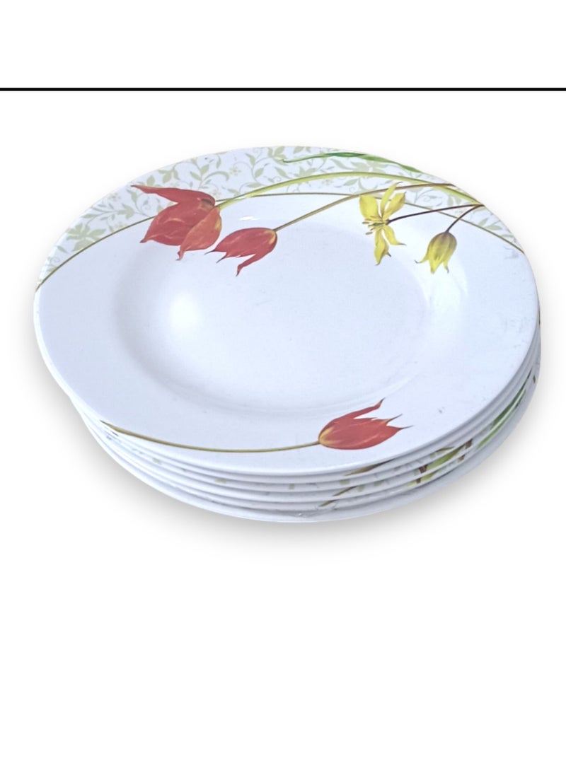 SAQOWARE Set of 6 Pcs High Grade Melamine Side Salad Plates with Tulip Design - 6.5 Inch, Durable, Lightweight, and Dishwasher Safe Melamine Plates made in Thailand (6 Pcs Compo Pack)  - Image 2