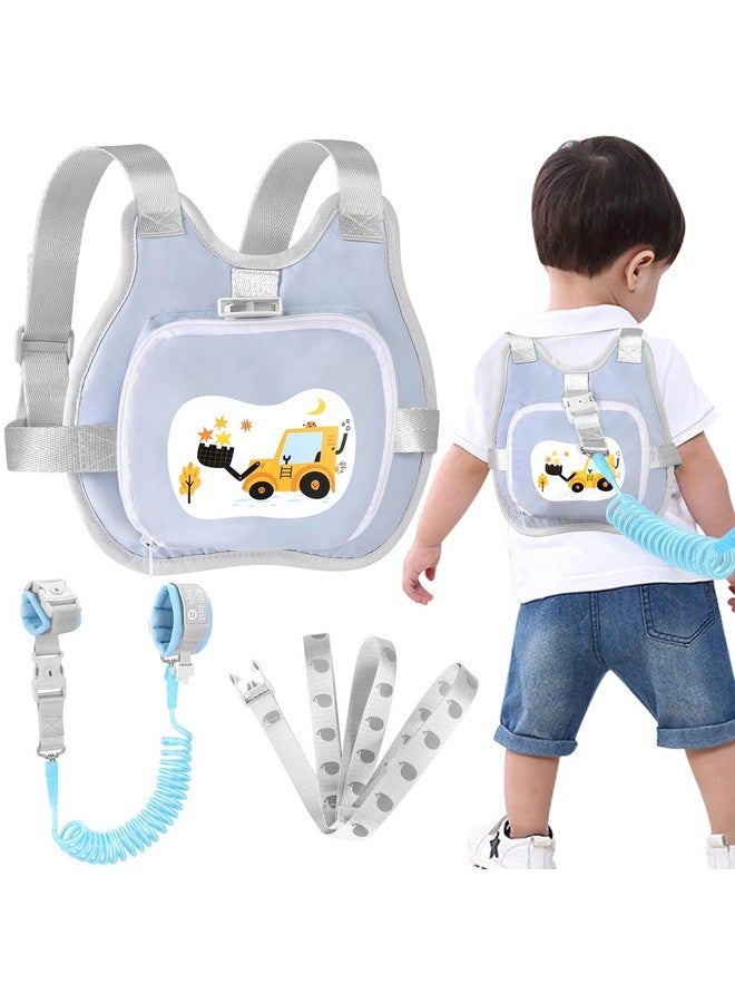 Accmor Toddler Harness Leash, Collapsible Kids Leash + Anti Lost Wrist Link for Outdoor Travel, Cute Excavator Child Walking Harness Tether Wristband Assistant Strap Belt Protector for Baby Boys - Image 1